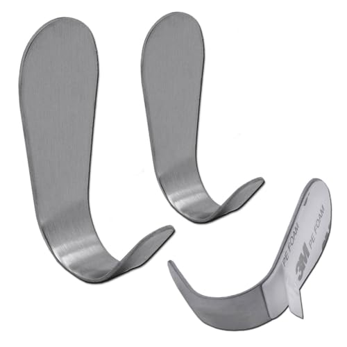 Selbstklebende Wand-Haken Edelstahl Set Bad Handtuchhaken Klebehaken Kleiderhaken Küche Aufhängung Ohne Bohren, Variante::1 Stück - 52 x 21 mm von Tumundo