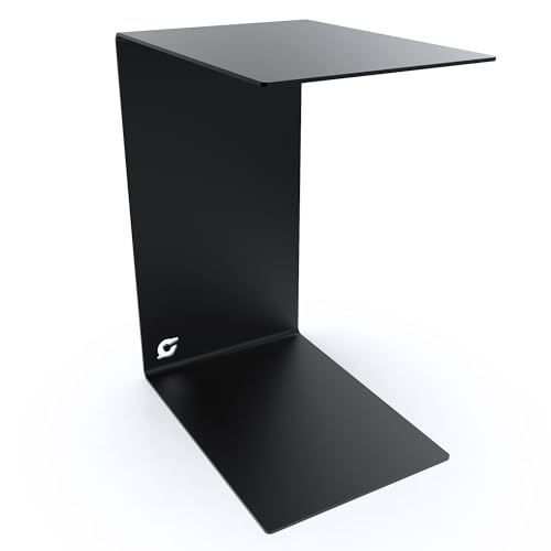 tuning-art Berlin Beistelltisch Metall | hochwertig pulverbeschichtet | Couchtisch Wohnzimmertisch Laptoptisch Sofatablett | Innen und Außen einsetzbar, Farbe:Schwarz C-Form 50cm von tuning-art