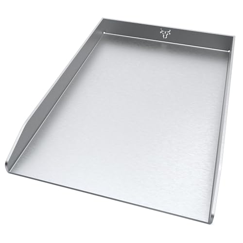 tuning-art EPL-18 Edelstahl Plancha Grillplatte Universal passend für Rösle, Weber Gasgrills u.v.m. | Lebensmittelecht | Rostfrei | Spülmaschienen geeignet | Fettablauflöcher, Größe:30x40cm Bulle von tuning-art