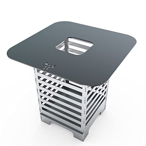 tuning-art FK11 Feuertonne Grill-Set | Feuerkorb Steckbar + Feuerplatte | Grillplatte, Größe:Modern + Grillplatte von tuning-art