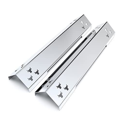 tuning-art GA03 Gasgrill Brennerabdeckung Edelstahl kompatibel mit Burnhard Fred Junior | Brennerschutz | Komplettset | Rostfrei | 100% Passgenau | Bullenmotiv, Farbe:2er Set Chrom von tuning-art