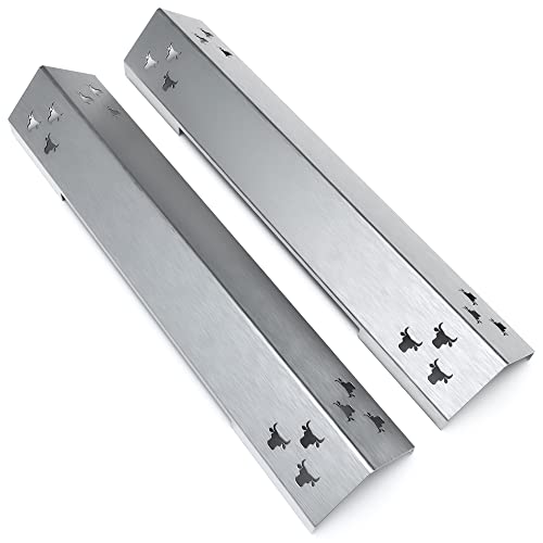 tuning-art GA03 Gasgrill Brennerabdeckung Edelstahl kompatibel mit Burnhard Fred Junior | Brennerschutz | Komplettset | Rostfrei | 100% Passgenau | Bullenmotiv, Farbe:2er Set Matt von tuning-art