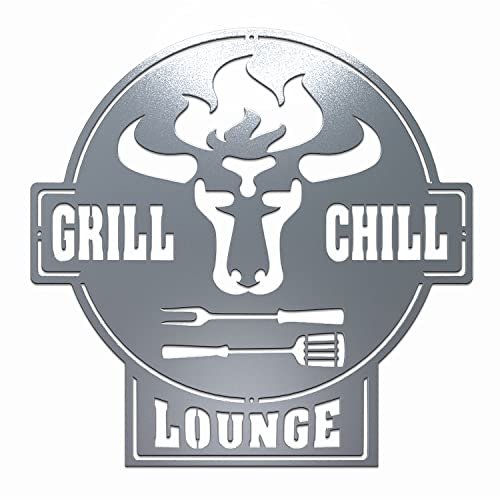 tuning-art GC01 Grill Schild | Bulle + Grill & Chill Lounge Gartenschild | Stahl Massiv | Edelrost von tuning-art