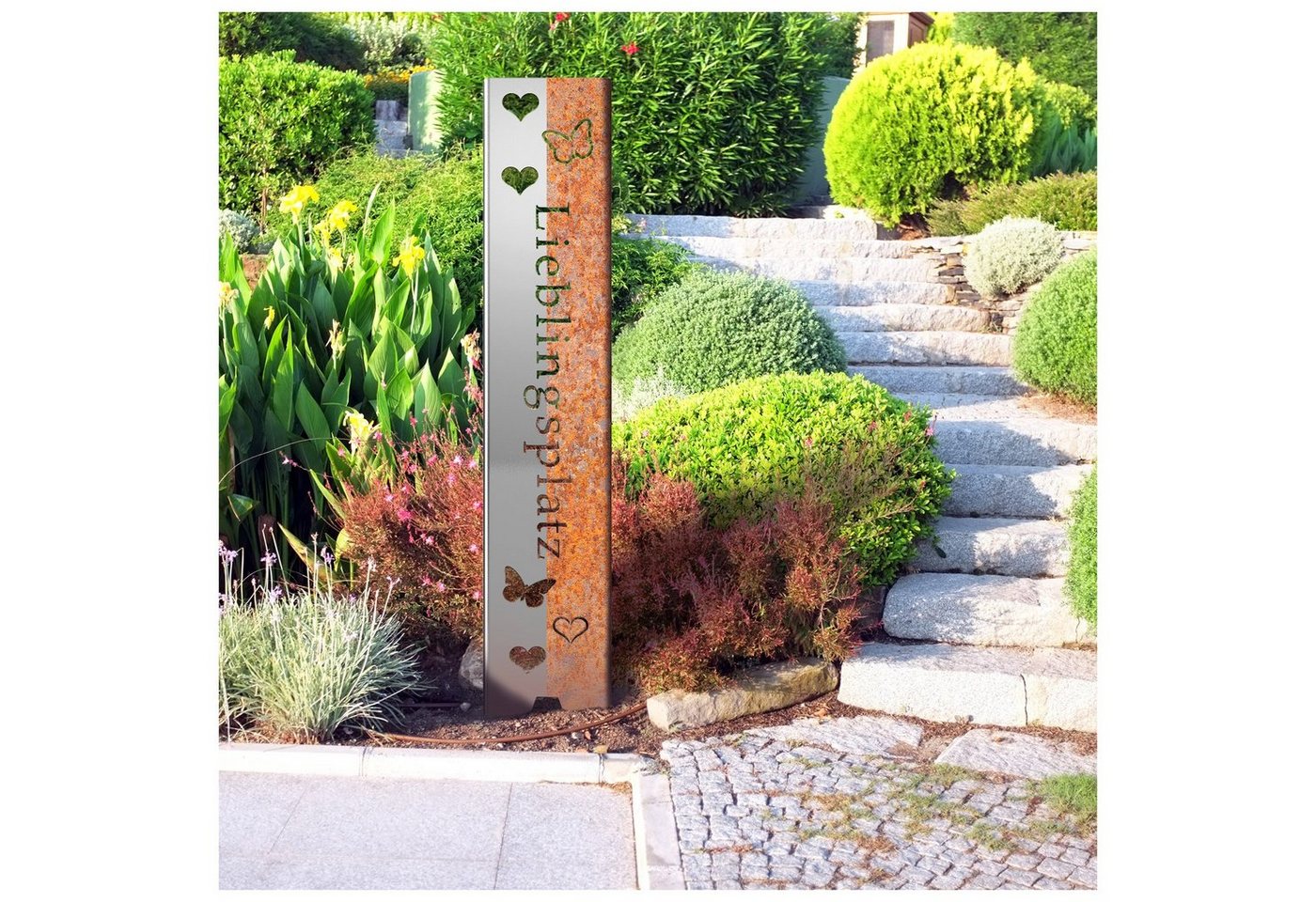 tuning-art Gartenstecker EW103-E Gartenstecker Gartenschild Lieblingsplatz Edelrost 120cm x21cm von tuning-art