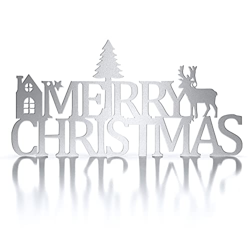 tuning-art WD02 Weihnachts-Schild | Weihnachtsdekoration | Deko Metallschild | Stahl Massiv | Innen- und Außenbereich | Silber von tuning-art