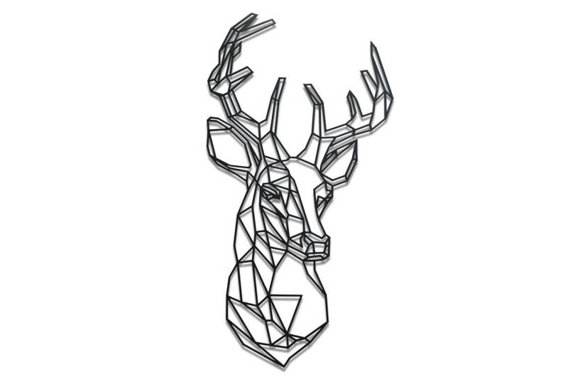 tuning-art Wanddekoobjekt WB02-BLK Wanddekoration Deko Metallschild Hirsch Schwarz Wandkunst von tuning-art
