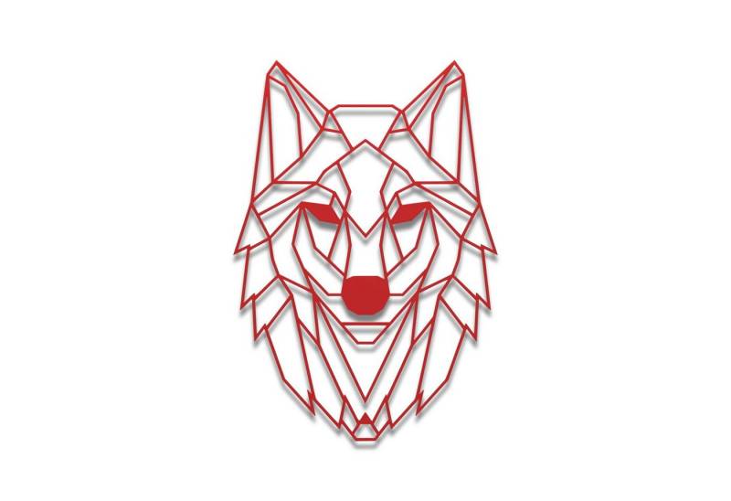 tuning-art Wanddekoobjekt WB05-RT Wanddekoration Deko Metallschild Wolf Rot Stahl Wandkunst von tuning-art