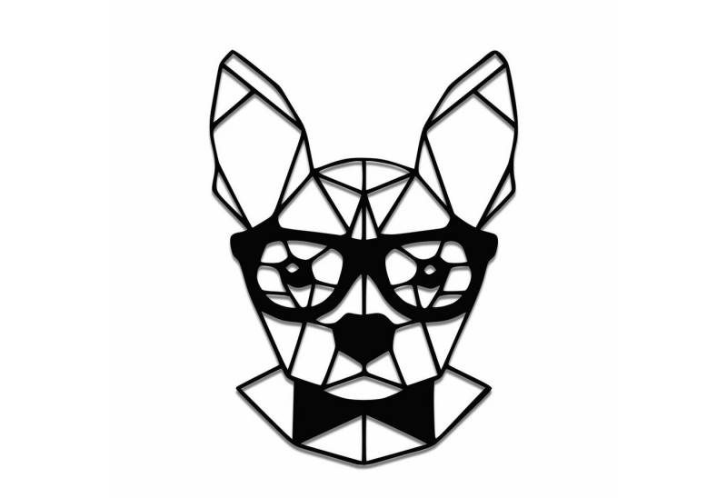 tuning-art Wanddekoobjekt WB06-BLK Wanddekoration Deko Metallschild Crazy Dog Schwarz Wandkunst von tuning-art