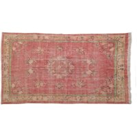 Roter Teppich, Vintage Oushak Oversize Boho Saloon Handgeknüpfter Wollteppich, 2 X 3 M von turkishrugkingdom