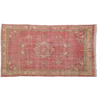 Roter Teppich, Vintage Oushak Oversize Boho Saloon Handgeknüpfter Wollteppich, 2 X 3 M von turkishrugkingdom