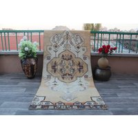 Oushak Teppich, Boho Vintage Verblasster Kelim Wohnzimmer Teppich von turkishvintagerug