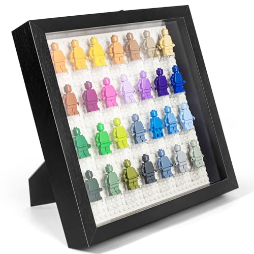 tutata Figuren-Vitrine, 27,9 x 27,9 cm, Schattenbox-Rahmen, Miniatur-Aufbewahrungskoffer, für Wandhalterung und Tischplatte, ausziehbare Platte, Schwarz von tutata