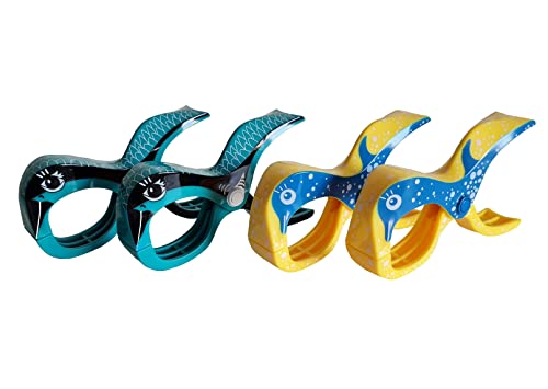 4 Stück Tuuli Beach Towel Clips - Hochwertige Strandtuchklammern im Premium Design (Türkis/Gelb - Blau) von tuuli clips