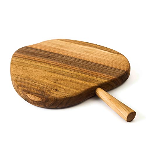 Tuuli Kitchen Schneidebrett Servierbrett Küchenbrett Käseplatte Käsebrett Holzbrett Frühstücksbrett Massiv Holz Nussbaum Walnuss Dunkel Design (Apfel) von tuuli