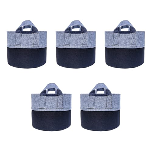 tuwiwol 5 stücke Umweltfreundliche Blumentopf Taschen Atmungsaktiv Und Entwässerung Stoff Wachsen Töpfe Baum Pflanzung Tasche Töpfe Für Pflanzen, Grauer Doppelzauber, D40*H30 von tuwiwol