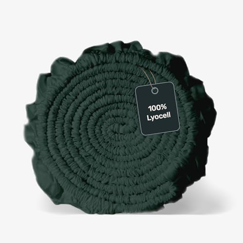 twenty:three® | 100% Tencel™ Lyocell Spannbettlaken - 90x200 cm Forest Green - Atmungsaktiv, Nachhaltig, bis 30 cm Höhe, Ganzjährig, Rundumgummi. Eckenlabel, Wärmeregulierend von twenty:three