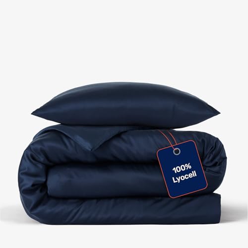 twenty:three® | Kuschelige 100% Tencel™ Lyocell Bettwäsche [1x] 155x220 cm + [1x] 40x80 cm Midnight Blue - Reißverschluss - Ganzjährig - Nachhaltig, Atmungsaktiv, Luxus, Wärmeregulierend von twenty:three