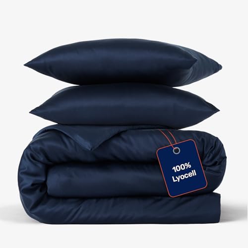 twenty:three® | Kuschelige 100% Tencel™ Lyocell Bettwäsche [1x] 240x220 cm + [2X] 40x80 cm Midnight Blue - Reißverschluss - Ganzjährig - Nachhaltig, Atmungsaktiv, Luxus, Wärmeregulierend von twenty:three