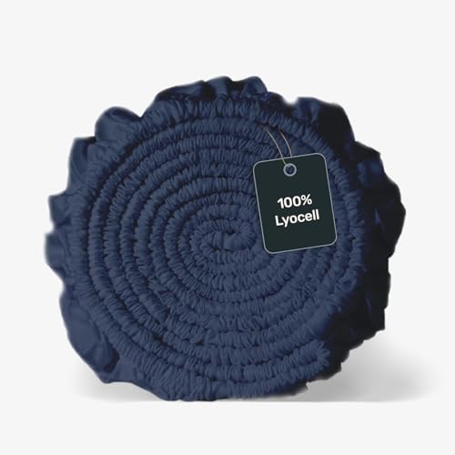 twenty:three® | 100% Tencel™ Lyocell Spannbettlaken - 200x200 cm Midnight Blue - Atmungsaktiv, Nachhaltig, bis 30 cm Höhe, Ganzjährig, Rundumgummi. Eckenlabel, Wärmeregulierend von twenty:three