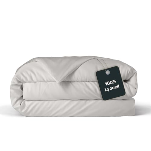 twenty:three Lyocell Deckenbezug 135x200 Light Gray - 100% Tencel - Gewonnen aus Eukalyptus - Hochwertig - Nachhaltig - Atmungsaktiv - Luxus - Hypoallergen von twenty:three
