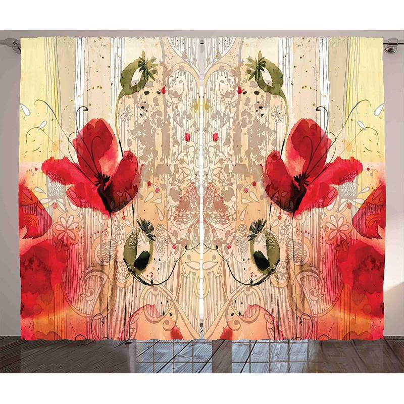 home24 Fertiggardine Blume III 2er-Set 140 x 225cm Multicolor von home24