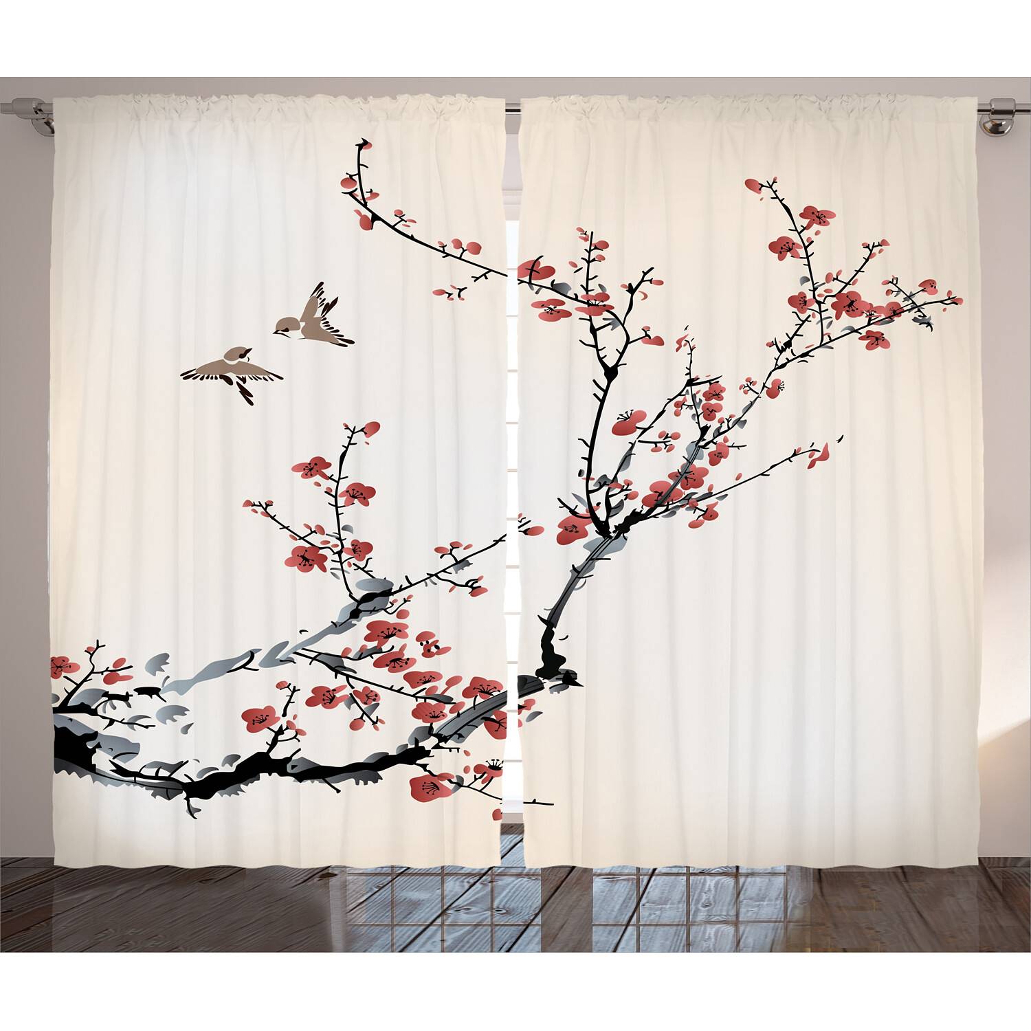 home24 Fertiggardine Blumen I 2er-Set 140 x 260cm Multicolor von home24