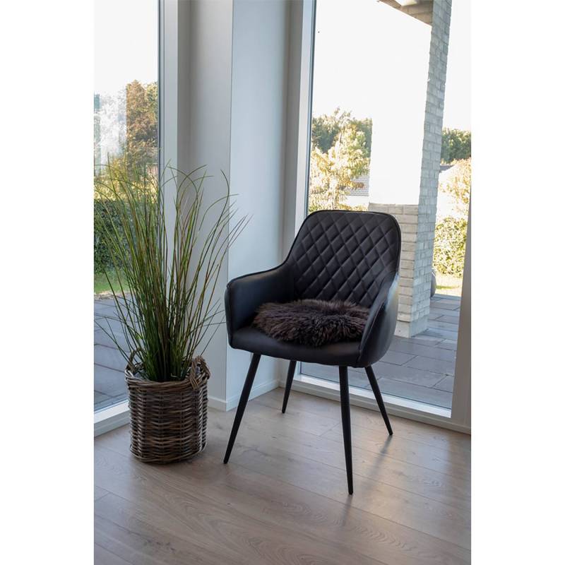 home24 Sitzkissen Lambskin Braun/Braun 35 x 35cm Lammfell von home24
