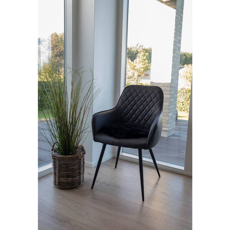 home24 Sitzkissen Lambskin Schwarz/Schwarz 35 x 35cm Lammfell von home24