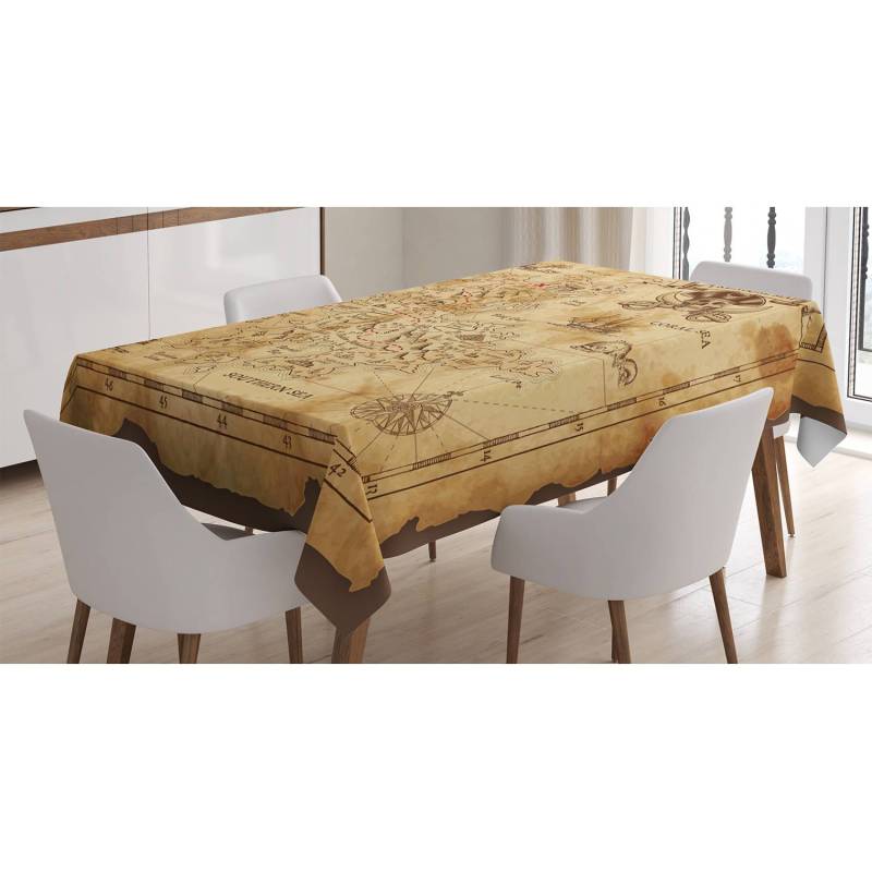 home24 Tischdecke Schatzkarte 140 x 170cm Beige von home24