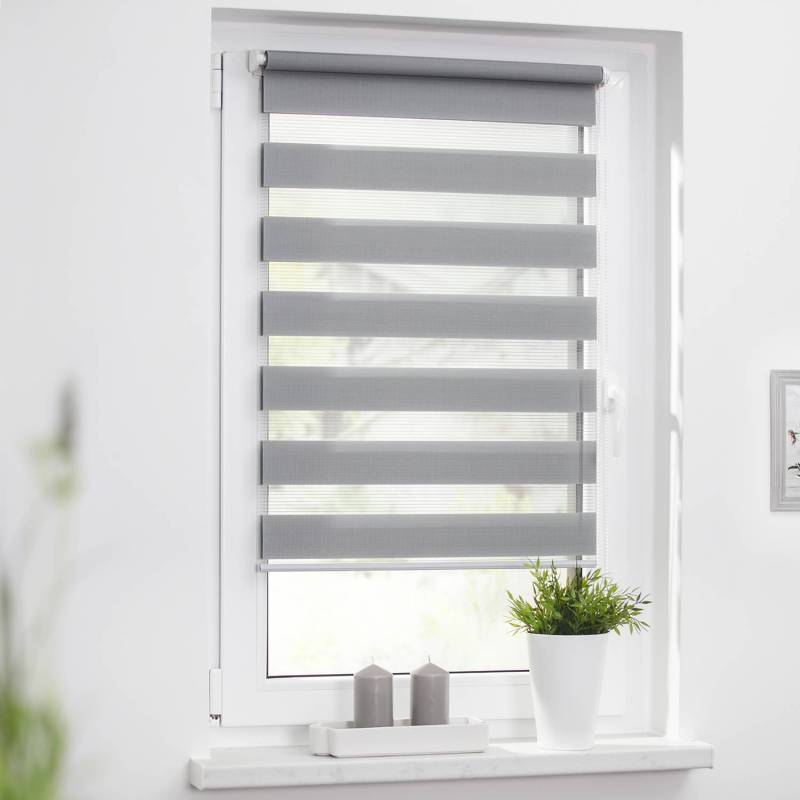 home24 Duo-Rollo Klemmfix 80 x 150cm Grau/Grau von home24