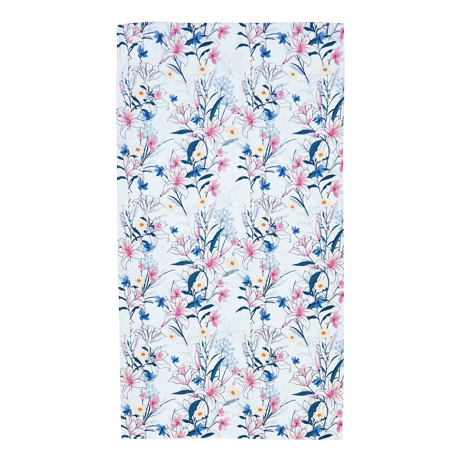 twentyfour Strandtuch Case Flowers Weiß/Blau/Pink Baumwolle 90x180 cm (BxT) von twentyfour