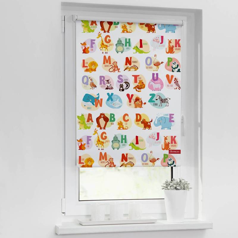 home24 Verdunkelungsrollo ABC-Tafel 70 x 150cm Multicolor von home24