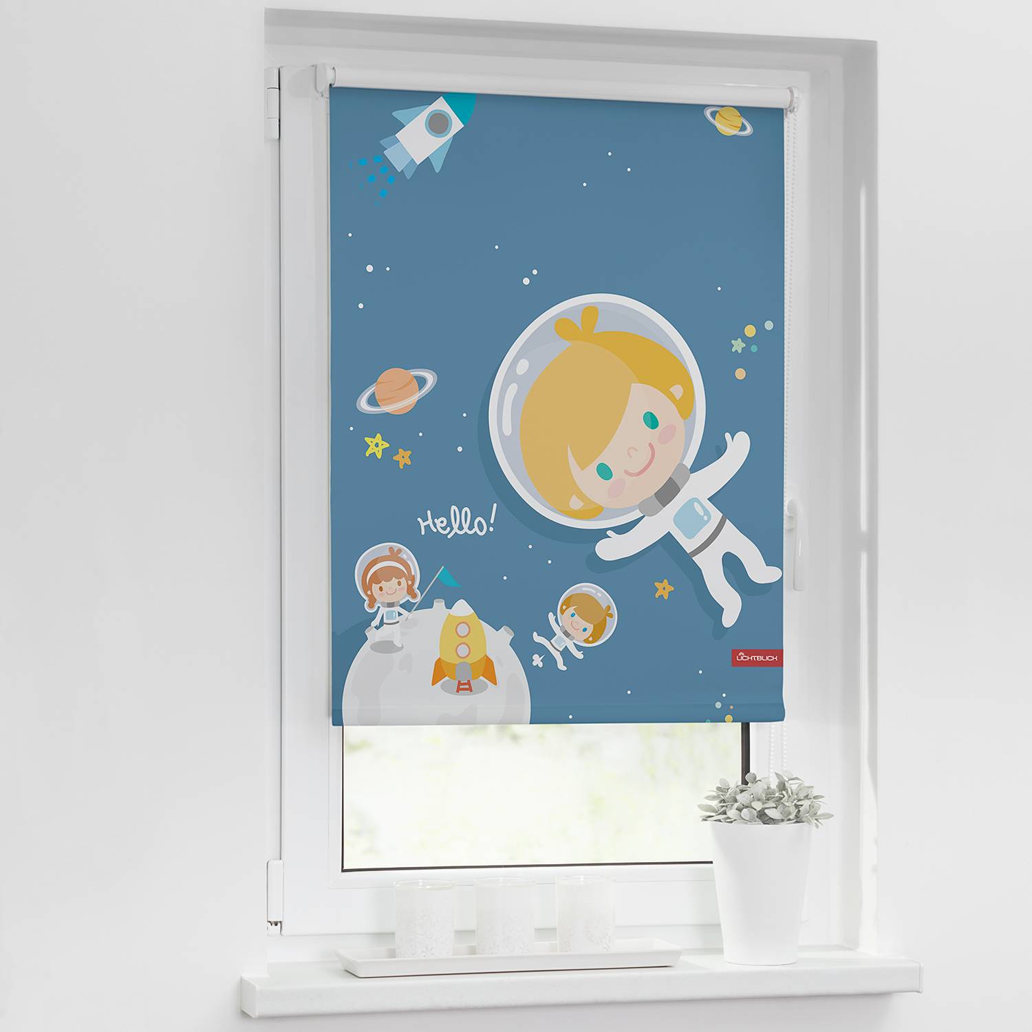 twentyfour Verdunkelungsrollo Astronaut 60x150 cm (BxH) Blau Webstoff von twentyfour