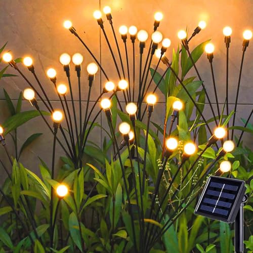 Firefly Solarlampen für Außen Garten, 4 Stück 10 LED Solar Glühwürmchen Leuchte, Swinging Pathway Lights Glühwürmchen Lichter, IP65 Wasserdicht Firefly Solar Gartenlichter für Yard Garten Dekoration von twirush