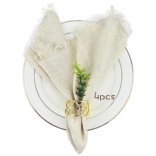 Stoffservietten, 4er Pack Hochwertige Beige Servietten 45x45 cm, Tischdekoration Servietten Hochzeit Geburtstag, Leinenservietten Wiederverwendbare Feiern Abendessen Cafe Restaurant von twirush