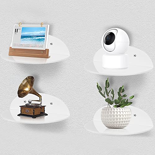 4 Stück Wandregal Ohne Bohren, Mini Selbstklebend Ohne Bohren Schwebendes Regal, Einfaches Erweitern der Wandfläche Kleines Floating Shelf für Schlafzimmer, Wohnzimmer, Badezimmer, Büro (Weiß) von twirush