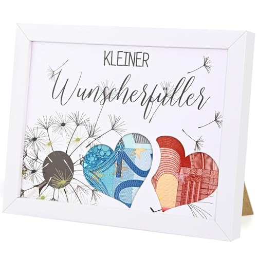 Wunscherfüller Geldgeschenk Bilderrahmen, Geldgeschenke Geburtstag Pusteblume Geldgeschenke Verpackung, Weißen Holz Rahmen Personalisierte Geschenke, Geld Geburtstagsgeschenk für Geburtstag Hochzeit von twirush