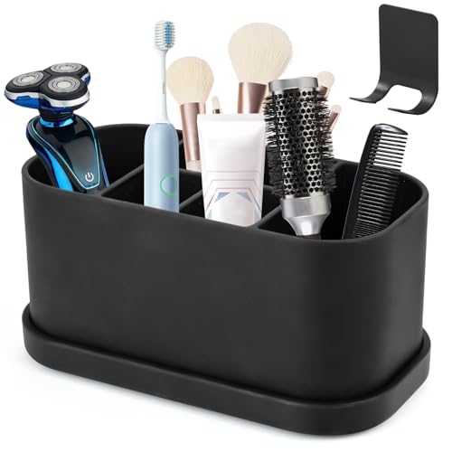 Zahnbürstenhalter Badezimmer Zahnpastaständer,Wasserdichtes Silikon Toothbrush Holde mit Saugnapf,Zahnbürsten Organizer mit 4 Zahnbürstenfächer + 2 Zahnpastafach für Küche Wohnzimmer Büro von twirush