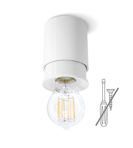 Twister Living Deckenleuchte – Einfach zu befestigen, keine Schrauben, nur ein Haken, patentgeschützt, E27 – Weiß von twister LIGHTING