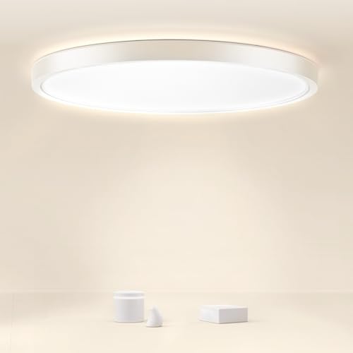 twocolur Deckenlampe LED Deckenleuchte Flach Rund Ø30cm 24W 4000K 2400LM, IP44 Wasserdicht Bad Deckenleuchte Runde, Ultradünn Küchenlampen Badlampe Decke für Bad Schlafzimmer Balkon Küche Wohnzimmer von twocolur