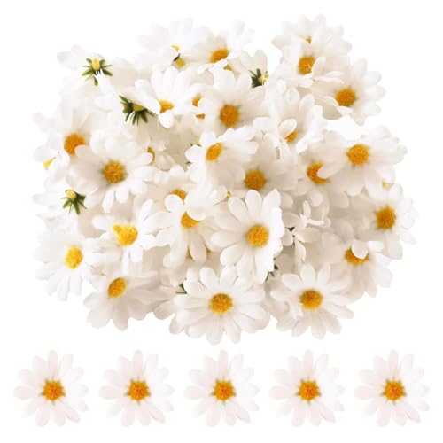 txuzong 200 Stück Künstliche Gänseblümchen, Wie Echte Kunstblumen für Deko - Mini Blumen für Hochzeitsdekoration, Kranz, Party, Balkonpflanzen & Heimdekoration von txuzong