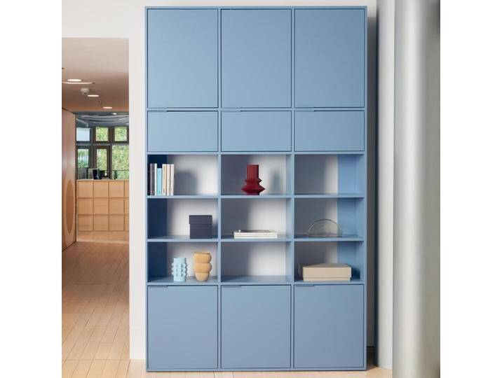 Bücherregal in Blau mit Oberes und Unteres Fachs, 151 cm x 253 cm x 32 cm, Vollständig anpassbar von Tylko von tylko