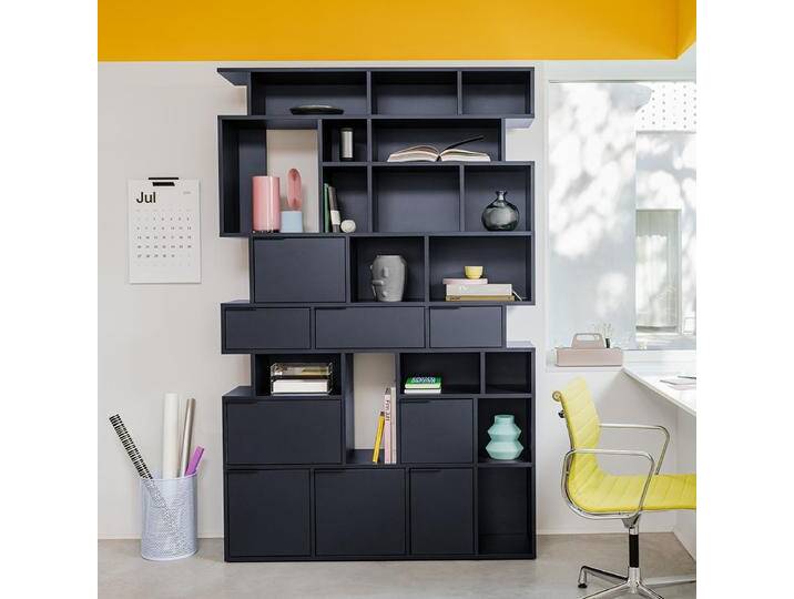 Bücherregal in Blau mit Türen und Schubladen, 135 cm x 213 cm x 32 cm, Vollständig anpassbar von Tylko von tylko