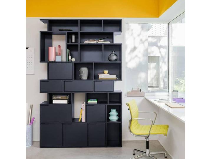 Bücherregal in Blau mit Türen und Schubladen, 135 cm x 213 cm x 32 cm, Vollständig anpassbar von Tylko Bücherregal in Blau mit Türen und Schubladen, 135 cm x 213 cm x 32 cm, Vollständig anpassbar von Tylko von tylko