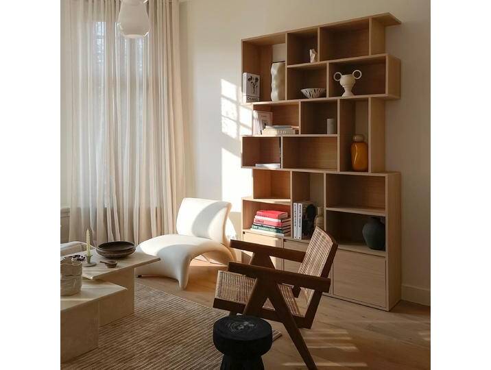 Bücherregal in Eiche mit Türen und Ruckwanden, 135 cm x 223 cm x 32 cm, Vollständig anpassbar von Tylko von tylko