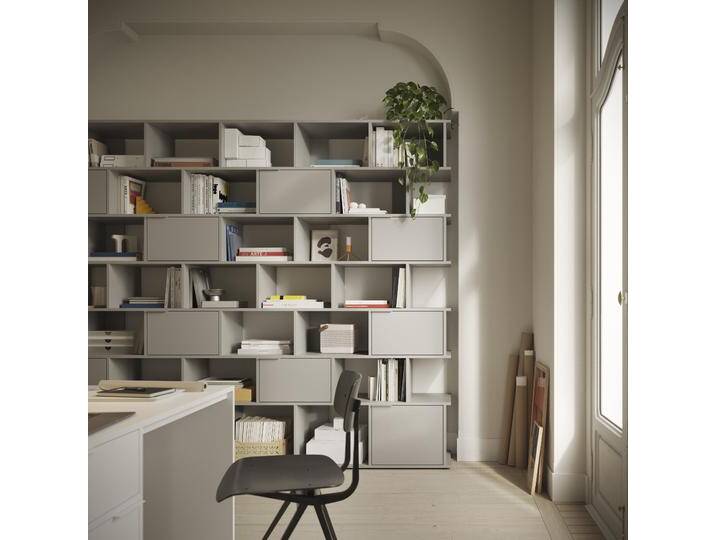 Bücherregal in Grau mit Türen und Schubladen, 270 cm x 223 cm x 40 cm, Vollständig anpassbar von Tylko von tylko