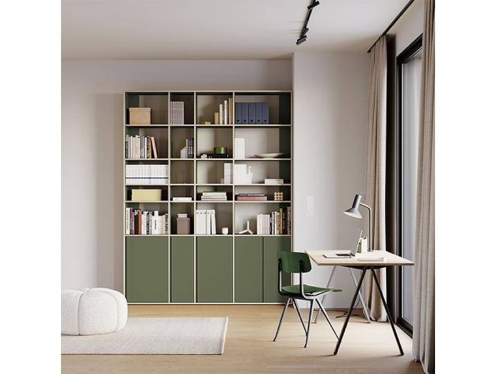 Bücherregal in Moosgrün mit Türen und Bottom Storage, 185 cm x 233 cm x 40 cm, Vollständig anpassbar von Tylko von tylko
