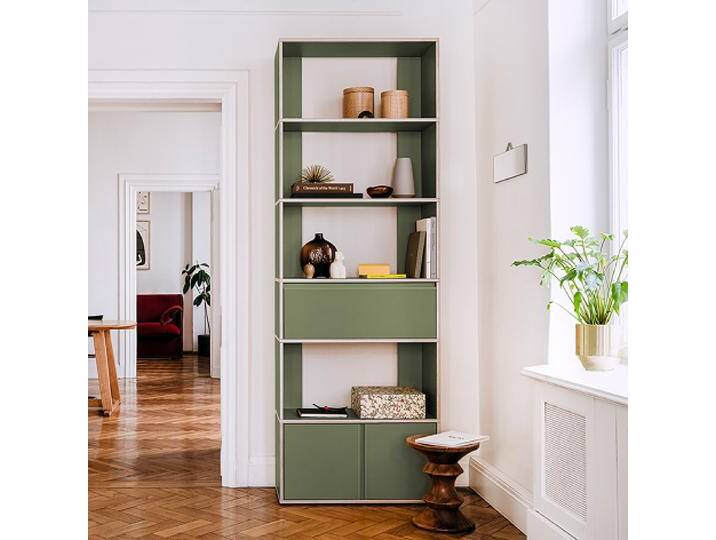 Bücherregal in Moosgrün mit Türen und Schubladen, 80 cm x 233 cm x 32 cm, Vollständig anpassbar von Tylko Bücherregal in Moosgrün mit Türen und Schubladen, 80 cm x 233 cm x 32 cm, Vollständig anpassbar von Tylko von tylko