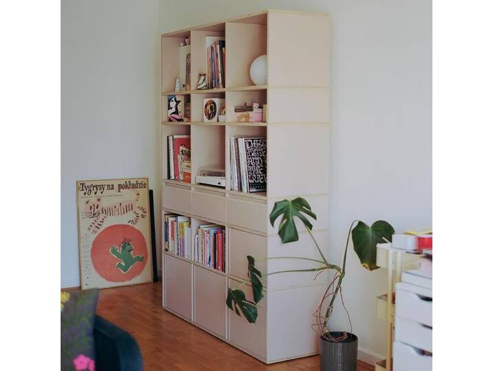 Bücherregal in Rosa mit Türen und Schubladen, 140 cm x 193 cm x 40 cm, Vollständig anpassbar von Tylko von tylko