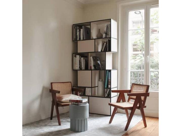 Bücherregal in Sand und Dunkelblau mit Türen, 101 cm x 213 cm x 32 cm, Vollständig anpassbar von Tylko von tylko